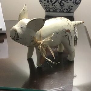 Charming Cream Pig Sculpture with Rustic Finish